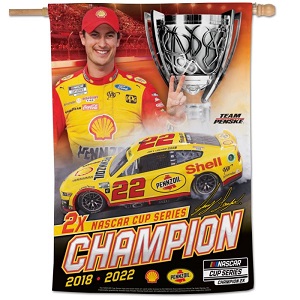  Joey Logano #22 2022 Shell NASCAR Cup Champion vertical banner flag